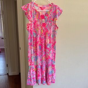 Lily Pulitzer Golda Flutter Shell Me Something Dress Pink Isle